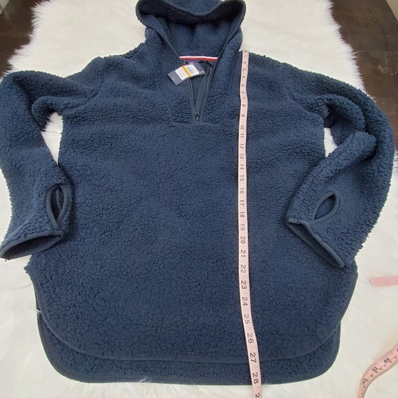 NWT Tommy Hilfiger Small Navy Faux Fur Sherpa Long Sleeve Hoodie - Picture 8 of 9
